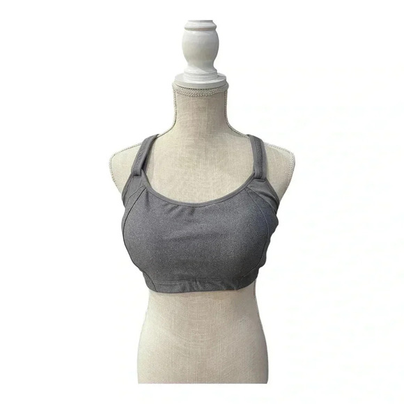 Syrokan Adjustable Front Straps High Impact Gray Racerback Sports Bra Size 34F - Picture 1 of 12